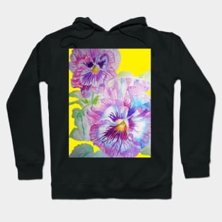 Purple Pansy Watercolor Painting Floral Hoodie